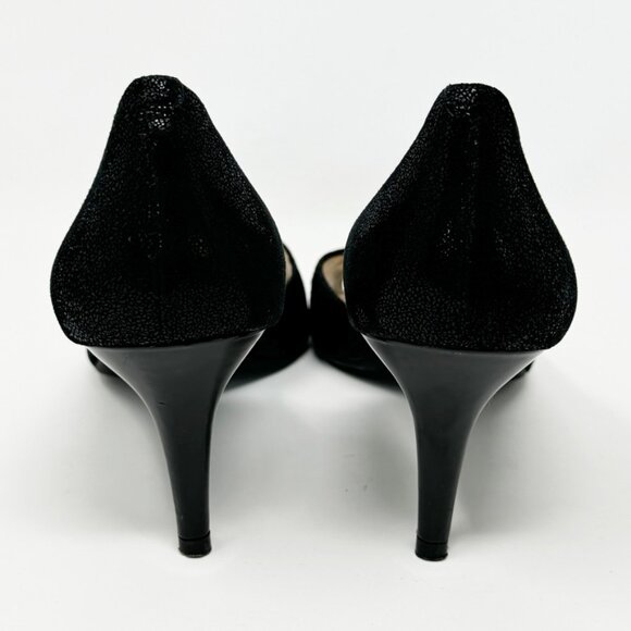 Alex Marie Womens Black Texture Leather Beaded Floral Formal Peptone Pump Sz 9.5 - Picture 5 of 11